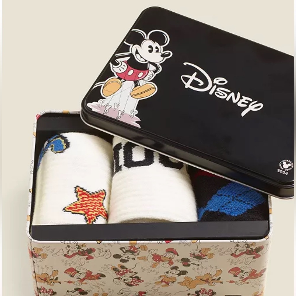 Adult Athletic Crew Socks with Mickey Mouse tin- Limited-edition.